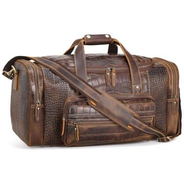 Imagem de Bolsa de Viagem Masculina Clássica de Couro, POLARE , Marrom Escuro