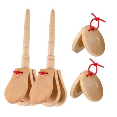 Imagem de menolana 4x Instrumentos de Percussão Mão Dedo Castanholas Auxílios para Ensino de Música Educação Musical Castanholas Musicais Clap Board para Crianças