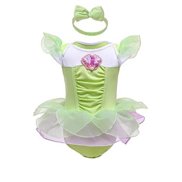 Imagem de Dressy Daisy Macacão infantil de fada verde, body com faixa de cabeça, festa de aniversário de Halloween, roupas chiques tamanho 3-6 meses 334