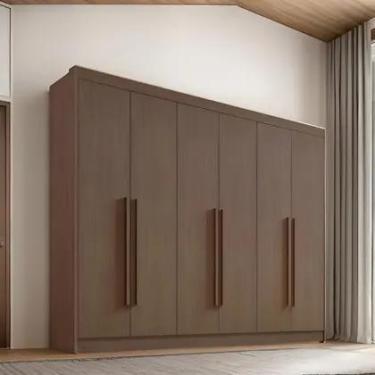 Imagem de Guardaroupa Grande Casal New Athos 100 Mdf Castanho Ddoro DDoro Móveis