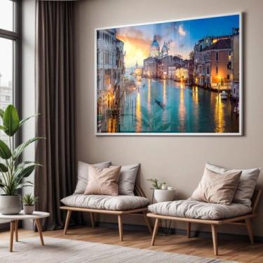 Imagem de Quadro com Moldura e Acrilico Cristal Vidro Sala Quarto Venezza Paisag