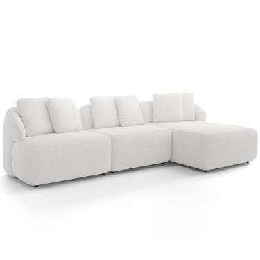 Imagem de Sofá 3 Lugares com Chaise Direito Sala Living 254cm Arlo F04 Bouclê Br