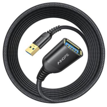 Imagem de Cabo de extensão USB AINOPE de alta velocidade USB 3.0 16 pés preto, p