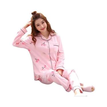 Imagem de Conjunto De Pijamas Femininos Com Estampa De Cereja Listrada, Camisa C
