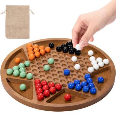 Imagem de Conjunto de damas chinesas MNYUN de madeira de 30 cm com 60 bolinhas d