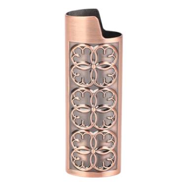 Imagem de Pilipane Suporte de isqueiro de metal, capa floral vintage em relevo em liga de alumínio, capa protetora para isqueiro, design de escultura de bar de festa de viagem, 8 cm (bronze antigo)