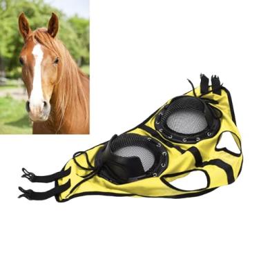 Imagem de Pssopp Capa de Olho de Segurança Equestre, Cinta Ajustável Flexível do Blinder da Malha do Cavalo para a Proteção Ocular do Cavalo