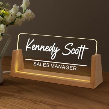 Imagem de Placa de nome de mesa personalizada, placa de identificação acrílica personalizada para mesa, presentes de agradecimento para colegas de trabalho, chefe, professor, decoração de escritório para