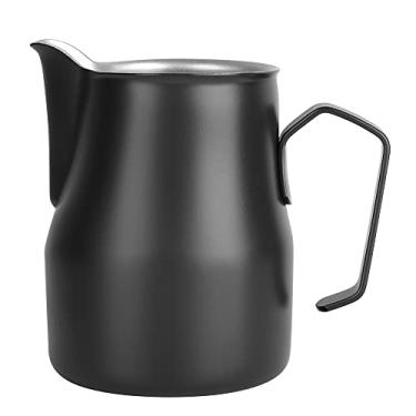 Imagem de Jarra de café de aço inoxidável de 500 ml, jarra de espuma de leite, jarra de vapor, para café com leite, cappuccino, latte, arte para cafeteria (preto), jarra de espuma de leite, 500 ml