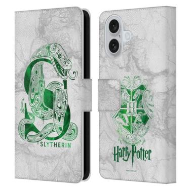 Imagem de Head Case Designs Capa carteira de couro oficialmente licenciada Harry Potter Sonserina Aguamenti Relíquias da Morte IX compatível com Apple iPhone 16