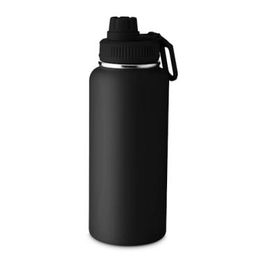 Imagem de Garrafa Térmica de Água 1 Litro – Aço Inox com Isolamento a Vácuo, Antivazamento, Mantém Bebidas Quentes e Geladas por 12h (Preto)