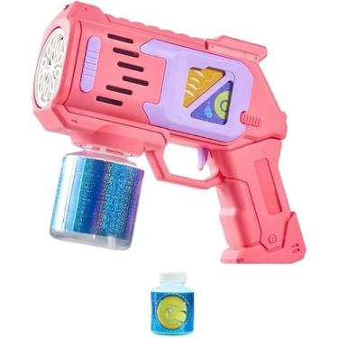 Imagem de Brinquedo arminha de bolha de sabão colorido infantil -máquina de bolha de sabão presente de feriado(Rosa)