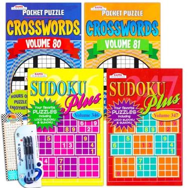 Imagem de Bendon Publishing Livros De Quebra-Cabeça Sudoku Com Palavras Cruzadas Para Viagem, Tamanho Grande, Adultos E Idosos, Superconjunto ~ Pacote 4 (Mais 330 Quebra-Cabeças No Total)