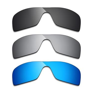 Imagem de Alphax 3 pares de lentes polarizadas de substituição para óculos de sol Oakley BXTR Metal OO9237 - Preto + Titânio + Azul
