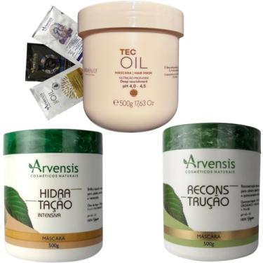 Imagem de Kit Cronograma Capilar Arvensis Máscara Reconstrução + Tec Oil Nutrição + Hidratação Intensiva 500g