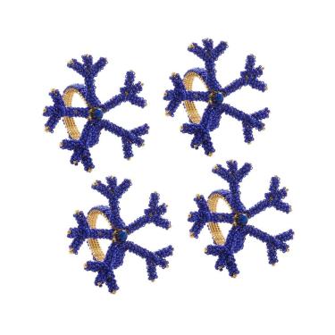 Imagem de Cj 4 Anéis/Argolas de Metal P/Guardanapos Coral Azul Royal Decor