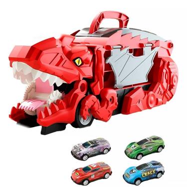 Imagem de Caminhão Cegonha Dino Devourer 2 em 1 com 3 Carrinhos e Pista Maleta Y2126A - Dorémi