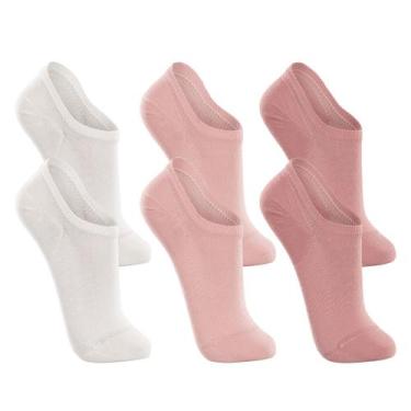 Imagem de Kit 6 Pares Meia Lupo Feminina Invisível Branco Rosa Salmao, P