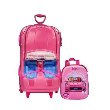 Imagem de Mochila Rodas Barbie Carro Conversível 3D Lancheira Escolar