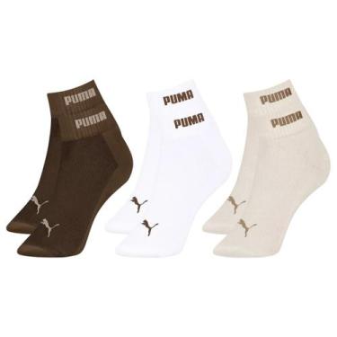 Imagem de Kit 3 Meias Puma Sport Cano Baixo Unissex Confortavel e Macia, Off whi