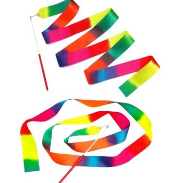 Imagem de 2 peças fitas de ginástica dançantes para crianças decorações de aniversário arco-íris suprimentos de princesa meninas