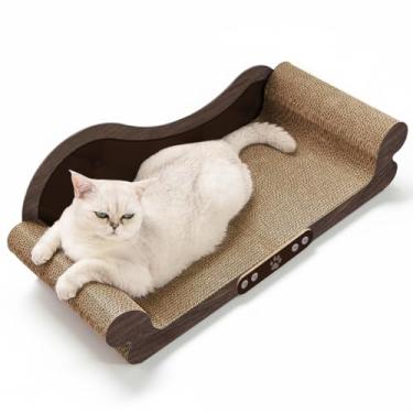 Imagem de NATUYA Cama de papelão arranhador para gatos, tábua extra grande de 66 cm, sofá durável para arranhões para gatos, protetor de móveis, cama moderna e elegante para gatos