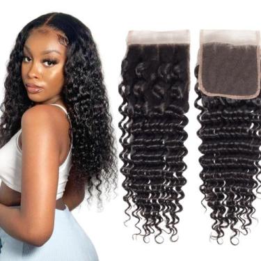 Imagem de Top Closure Aplique Top0 De Cabelo Humano Cacheado 4x4 - mhair