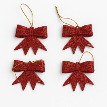 Imagem de Enfeite Natal Lacinho Vazado Vermelho 4 UN Wincy NTA14007 - Wincy Nata