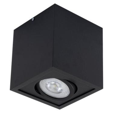 Imagem de Plafon Spot Sobrepor Quad Preto Box Orluce + LED PAR20 Br. Quente ST27