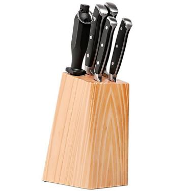 Imagem de Conjunto De Facas Brinox Em Aço Inox E Abs Infinity Com Cepo 6 Peças Preto Com Inox E Marrom