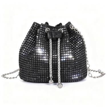 Imagem de Elegante bolsa de mão feminina moderna com strass bolsa de ombro brilhante para festas e viagens femininas, Preto, Medium