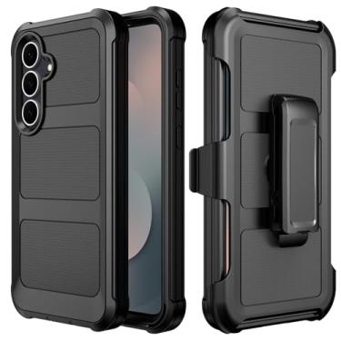 Imagem de REZIME Capa para Samsung Galaxy S25 FE, capa protetora resistente, à prova de choque, capa de telefone com clipe de cinto/suporte para Samsung Galaxy S25 FE (preto, S25 FE)