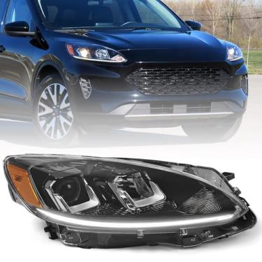 Imagem de KACHIR Conjunto de farol de halogênio [com LED DRL] Luz frontal compatível com Ford Escape 2020 2021 2022 lado direito do passageiro RH LJ6Z-13008-C