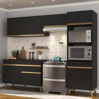 Imagem de Cozinha Compacta 4 peças Armário e Balcão Veneza Gb Preta