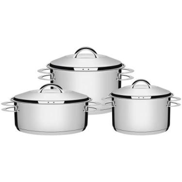 Imagem de Jogo de Panelas Tramontina Solar 65510740 Inox - Fundo Triplo 3 Peças