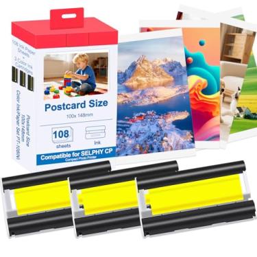 Imagem de Compatível com impressora fotográfica Canon Selphy CP910/CP820/CP1200/CP1300/CP1500; KP108/RP108 - refil de cartucho e conjunto de papel fotográfico, sublimação de tinta, cores vibrantes e vivas (3