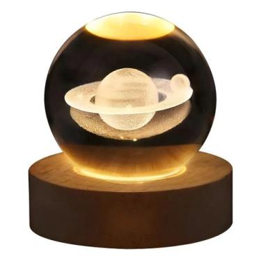Imagem de Luminária Abajur Bola de Cristal LED 3D Decorativa de Mesa - Bella Lig
