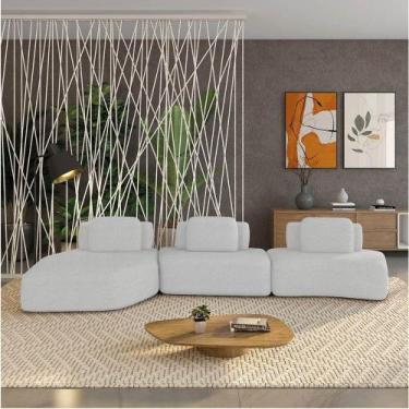 Imagem de Sofá 3 Lugares Orgânico Com Chaise E 2 Módulos Berlim Bouclê Cz K01 - 