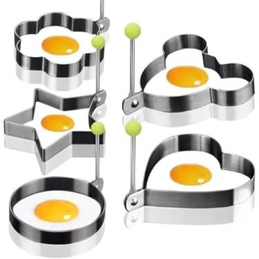 Imagem de Kit 5 Moldes Omeleteira em Aço Inox – Formas para Panqueca e Ovo Frito, Utensílio de Cozinha Gourmet