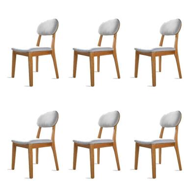 Imagem de Kit 6 Cadeiras Dalia Madeira Maciça Tauari E Linho Prata Mel