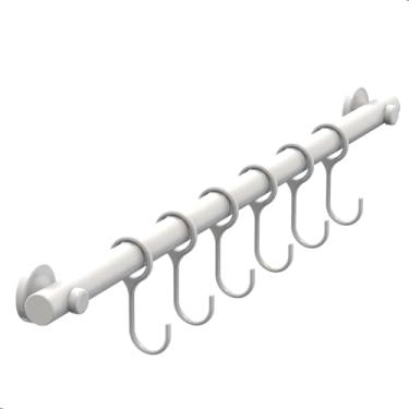 Imagem de Suporte De Cozinha Porta Talheres 40cm C/ 6 Ganchos Branco