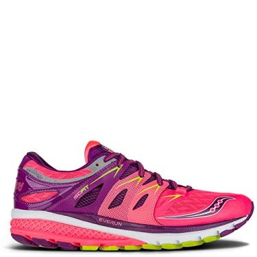 Imagem de Saucony Zealot Iso 2 Tênis de corrida feminino, Coral/Roxo/Algodão, 7.5