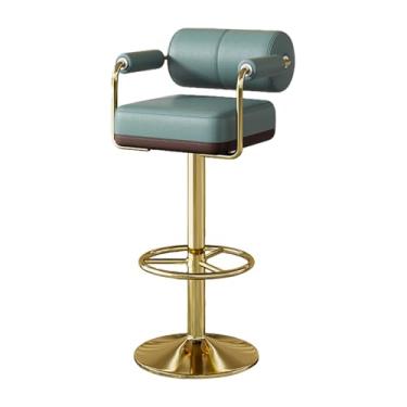 Imagem de Vigosit Banqueta de bar moderna, banqueta de barra ajustável para cozinha lsland ou café, bancos de bar giratórios estofados de couro PU confortáveis com encosto e apoios de braços para sala de jantar