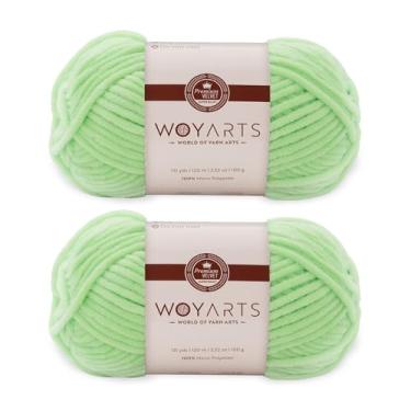 Imagem de Woyarts Pacote com 2 fios de veludo – fio de chenille grosso super volumoso para crochê e tricô (2 x 100 g) - grosso, fofo e macio - perfeito para cobertor de bebê, amigurumi, projetos de pelúcia