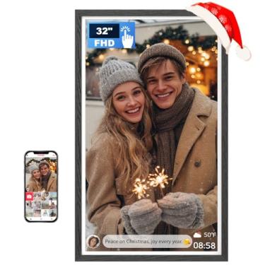 Imagem de Arktronic Frameo 32" Porta-Retratos Digital Extra Grande Com Tela Sensível Ao Toque, 64 Gb Fhd Ips Wi-Fi, Suporte Para Parede Rotação Automática, Compartilhamento De Fotos/Vídeos Por Aplicativos/E-M