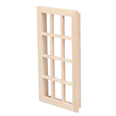 Imagem de Janela de casa de bonecas em miniatura em madeira de bétula inacabada em escala 1:12