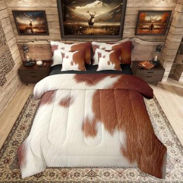 Imagem de Erosebridal Jogo de cama solteiro com estampa de vaca de fazenda, para crianças, adolescentes, mulheres, quarto de fazenda, vida selvagem, respirável
