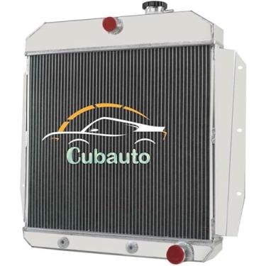Imagem de Cubauto Radiador de alumínio completo para caminhão Chevy/GMC 1955-1959 3100 3200 3400 3500 3700 3800 Pickup Suburban Apache 100 150 3B 3C 3D 3E 3F 3G 3 Row Core Downflow Radiador