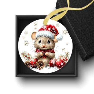 Imagem de Welshower Enfeites de Natal de Rato de Inverno, Decoração de Rato de Natal, Feriado de Inverno Floco de Neve Bauble Rato Natal Ornamentos Decorativos