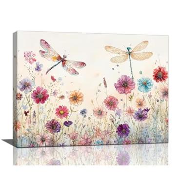 Imagem de Casa de banho, libélula, arte de parede, aquarela, floral, flor, decoração de parede, colorido, libélula, cartaz, imagens, placa, decoração de casa, pintura impressa, arte para quarto, sala de estar